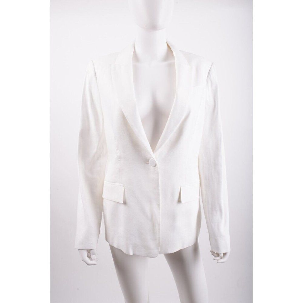Milly Womans Avery Suit Coat Jacket Blazer Size 6 White Linen Blend NWT